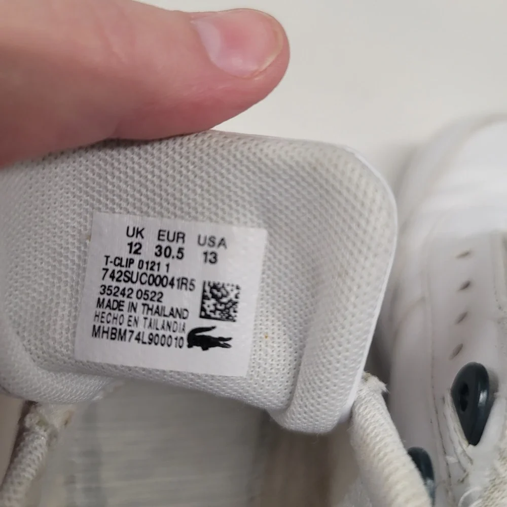 Lacoste Kids White Leather‎ Low Top Sneakers Shoes Size 13